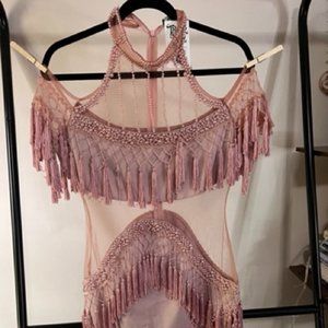 One of a kind pink beaded dress